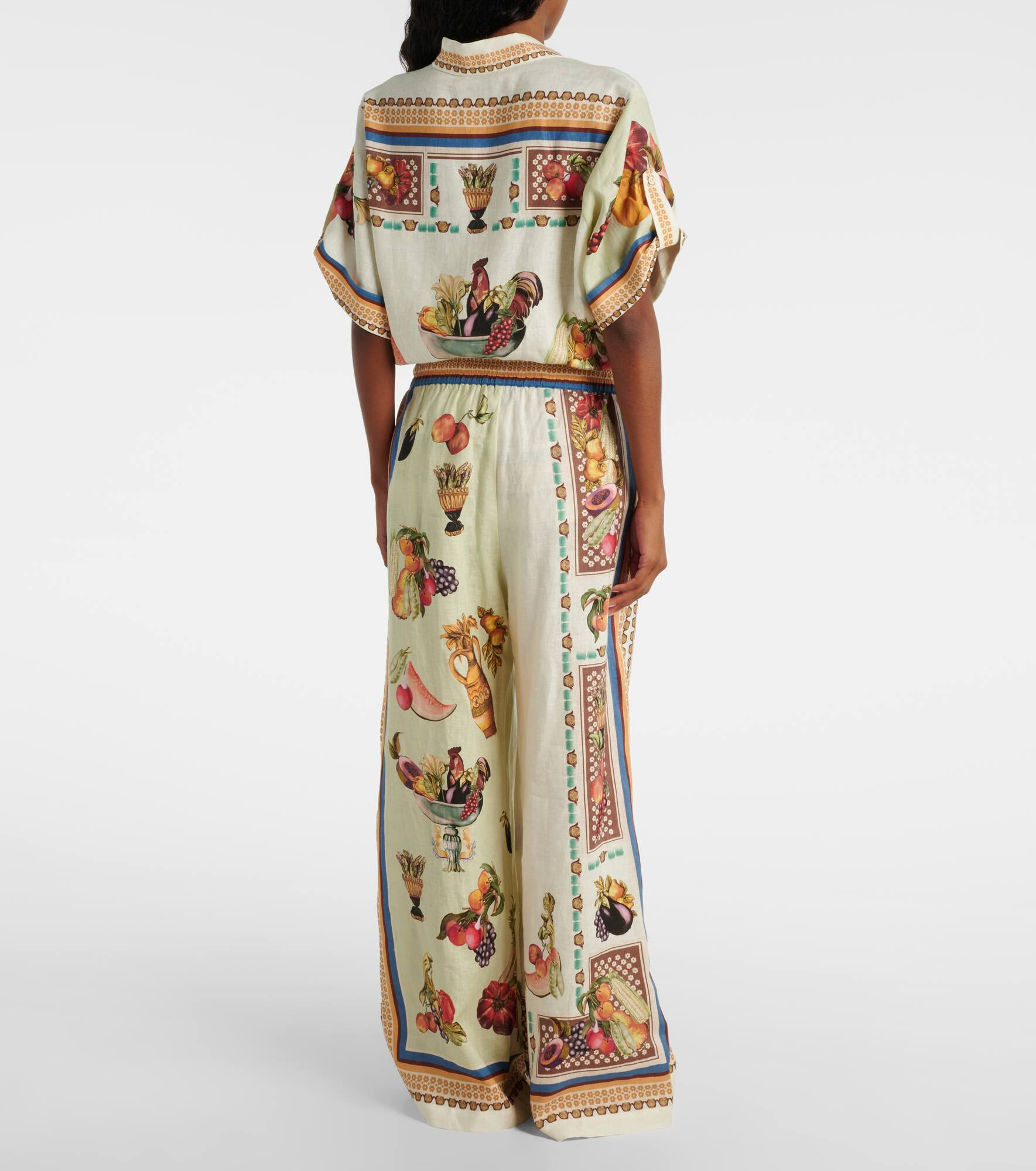 Mercado printed linen wide-leg pants - 3