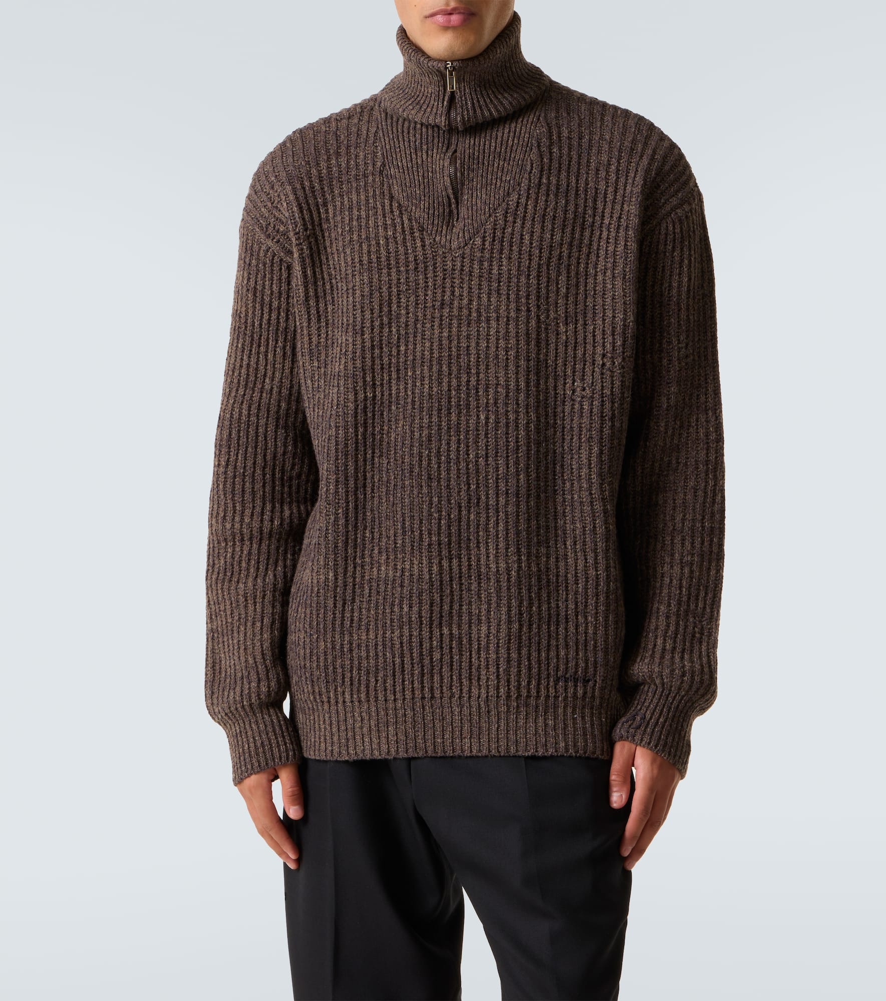Wool and cotton half-zip sweater - 3