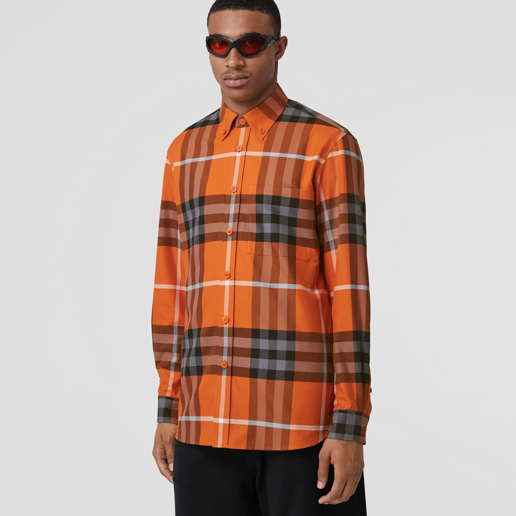 Exaggerated Check Cotton Poplin Shirt - 6