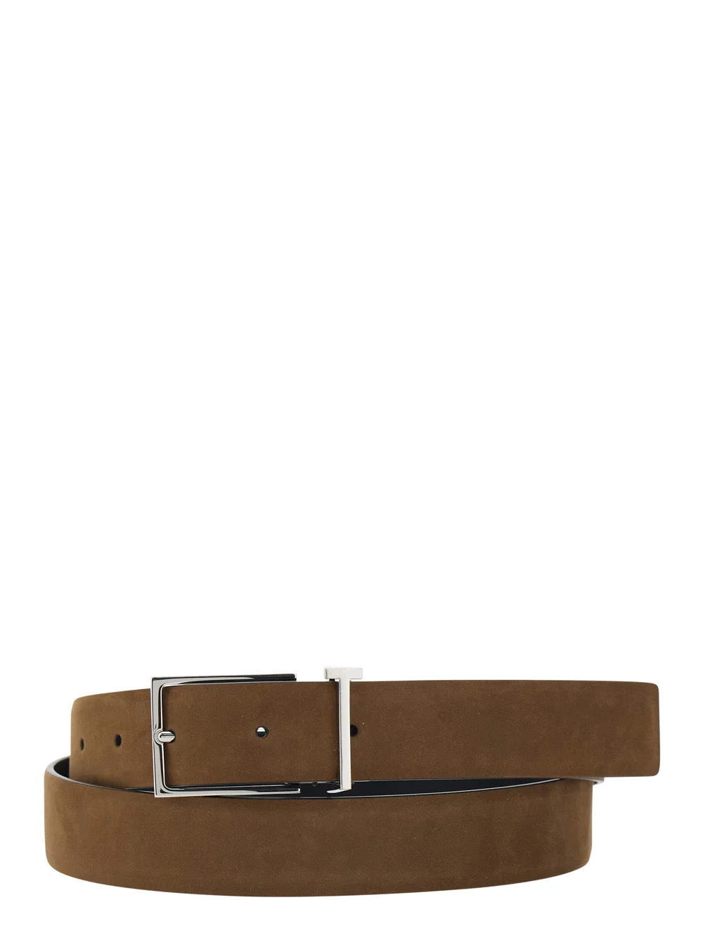 Brown Belt with T Loop Detail in Leather Man Calf - 1