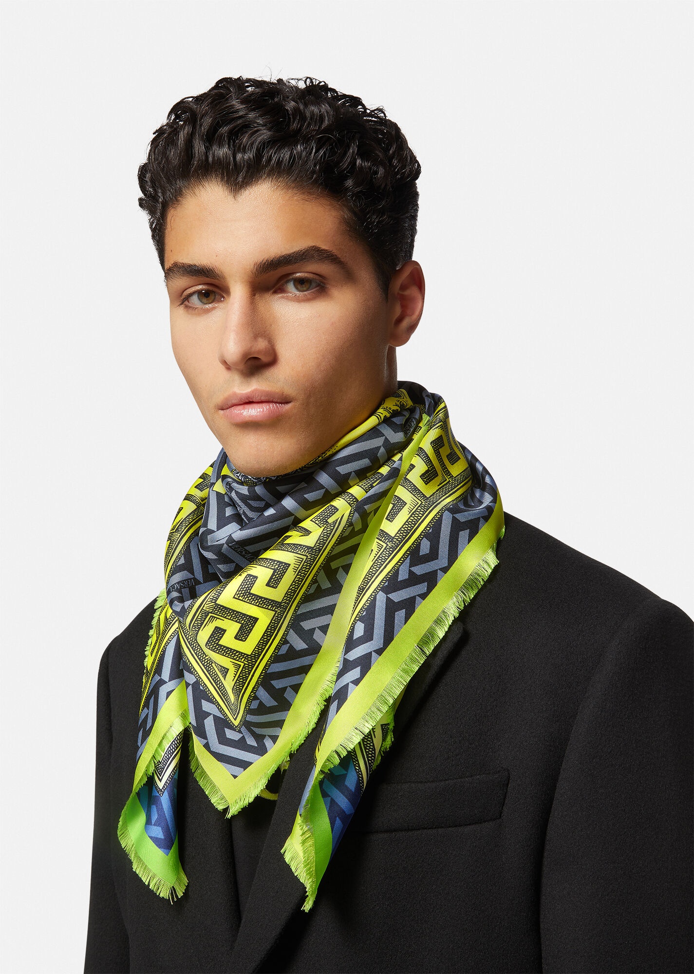 La Greca Graphic Large Silk Foulard - 3