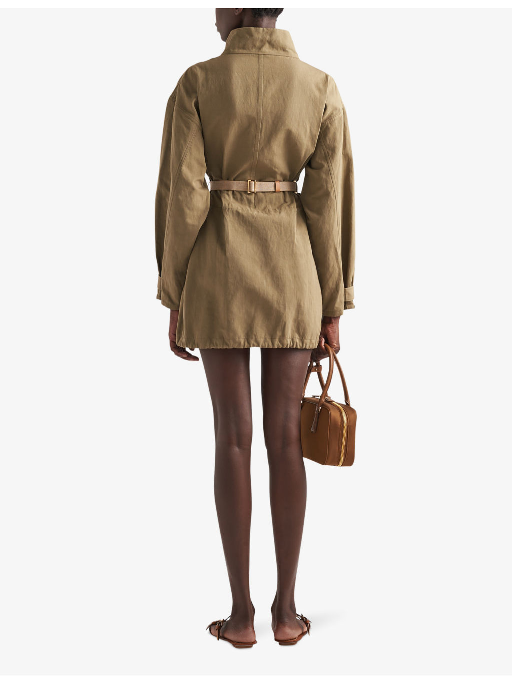 Panama brand-belt cotton mini dress - 4