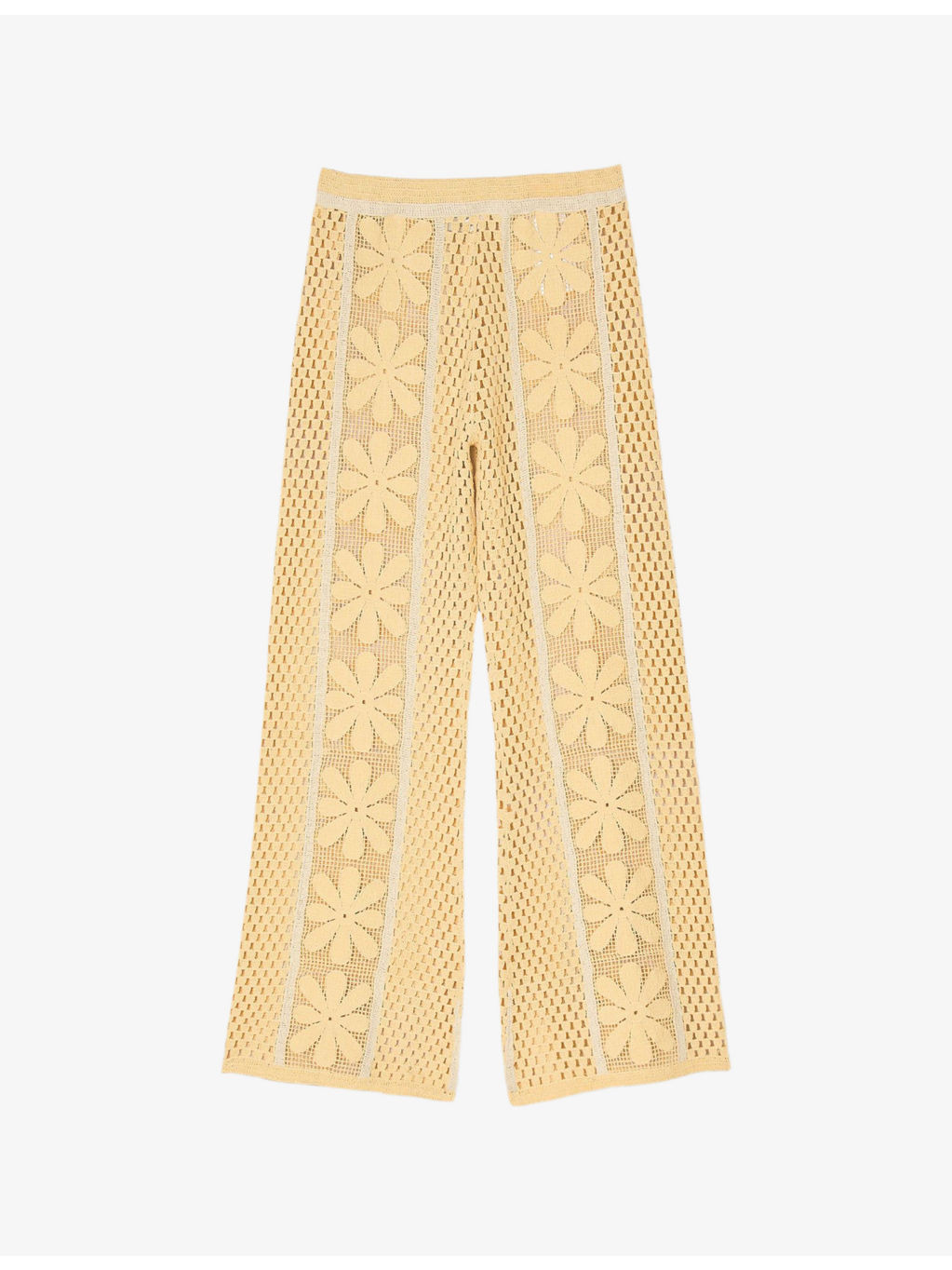 Floral-Pattern Crochet Knitted Trousers - 1