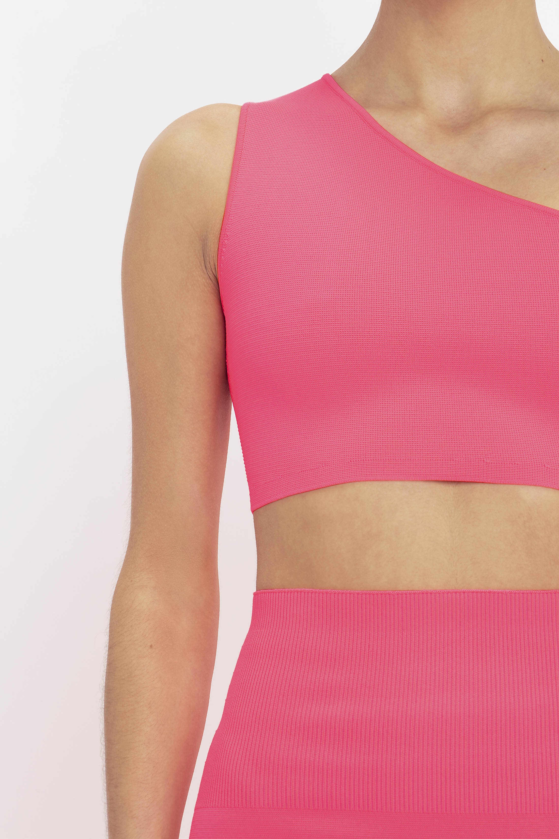 VB Body One Shoulder Crop Top In Pink - 6