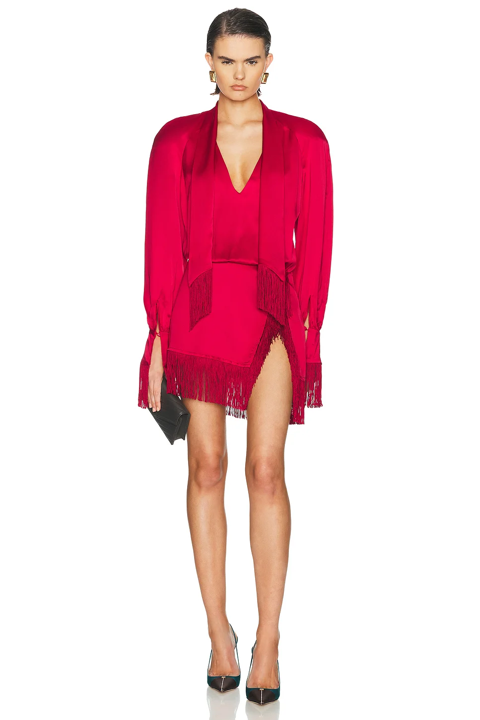 Satin Fringe Mini Dress - 1
