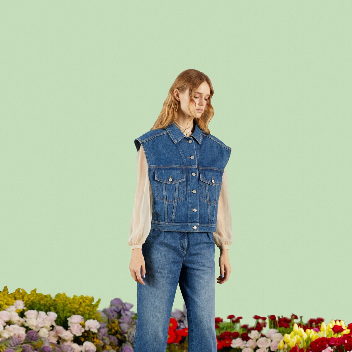 Washed denim vest - 6