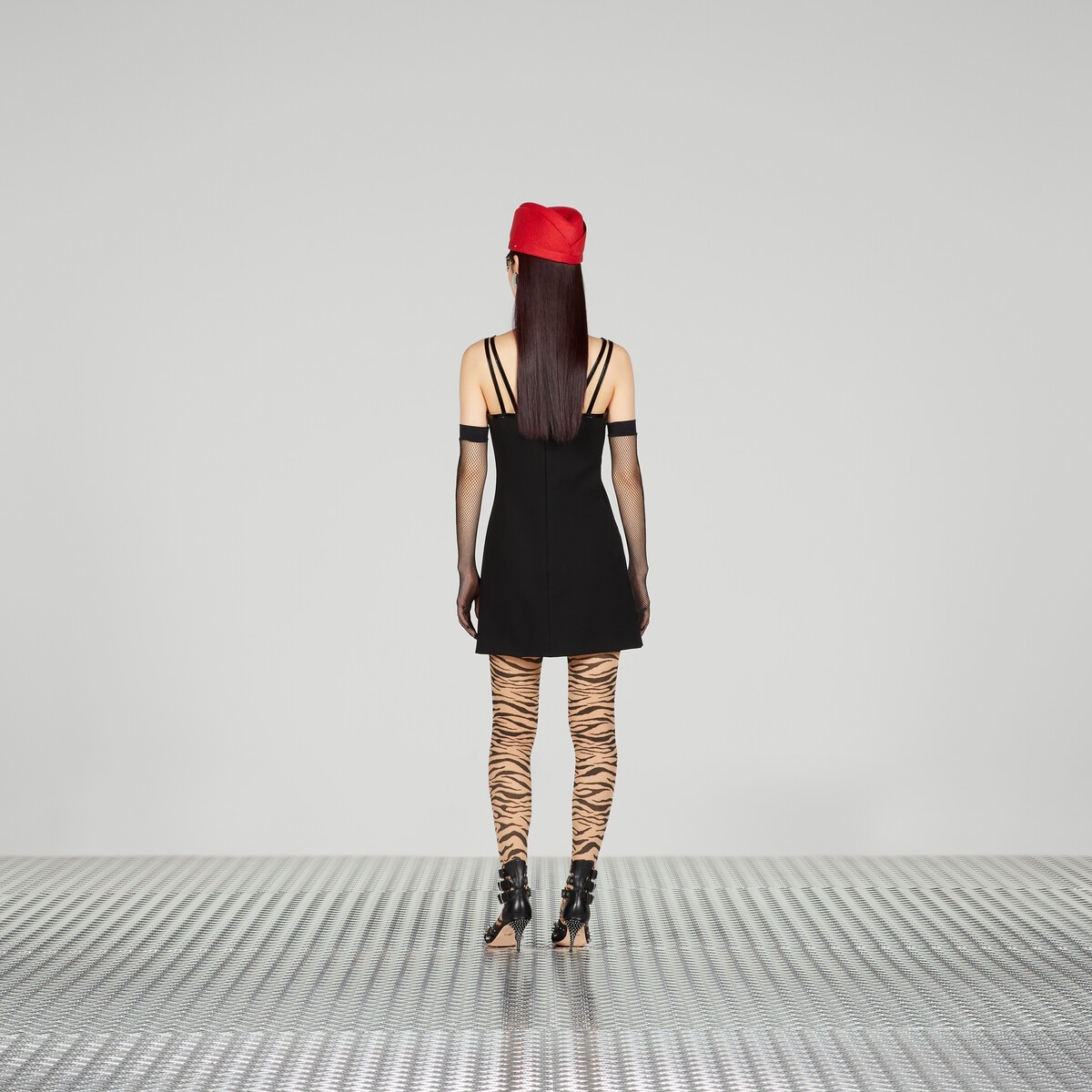Viscose jersey mini dress with crystal G square - 3