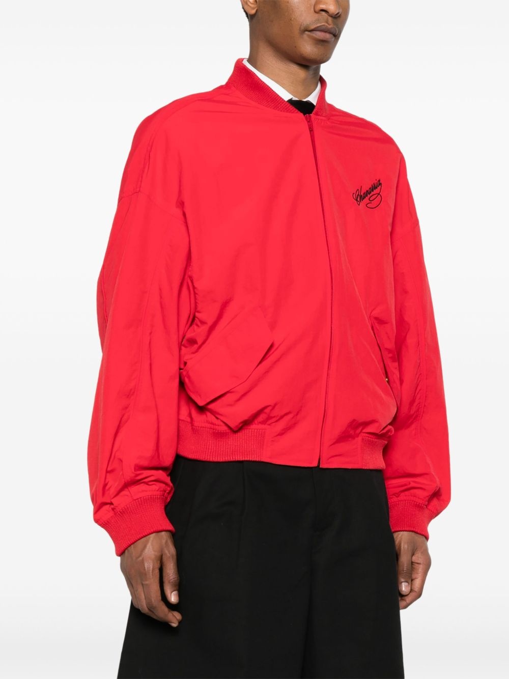 logo-embroidered bomber jacket - 3
