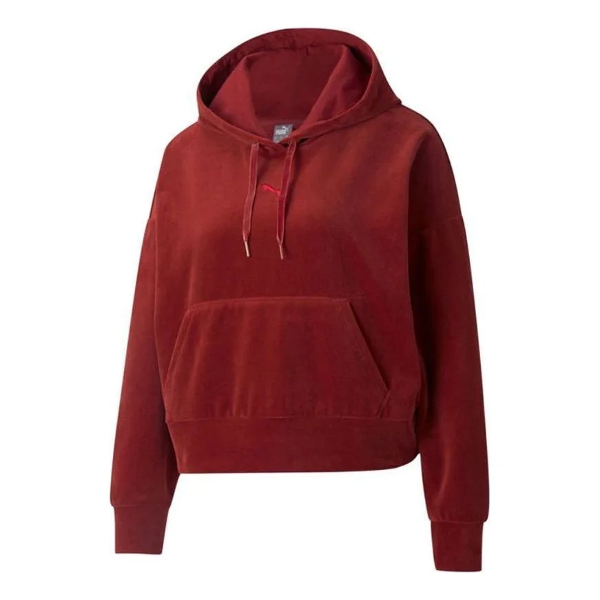 (WMNS) PUMA Her Velour Hoodie 'Burgundy' 846417-22 - 1