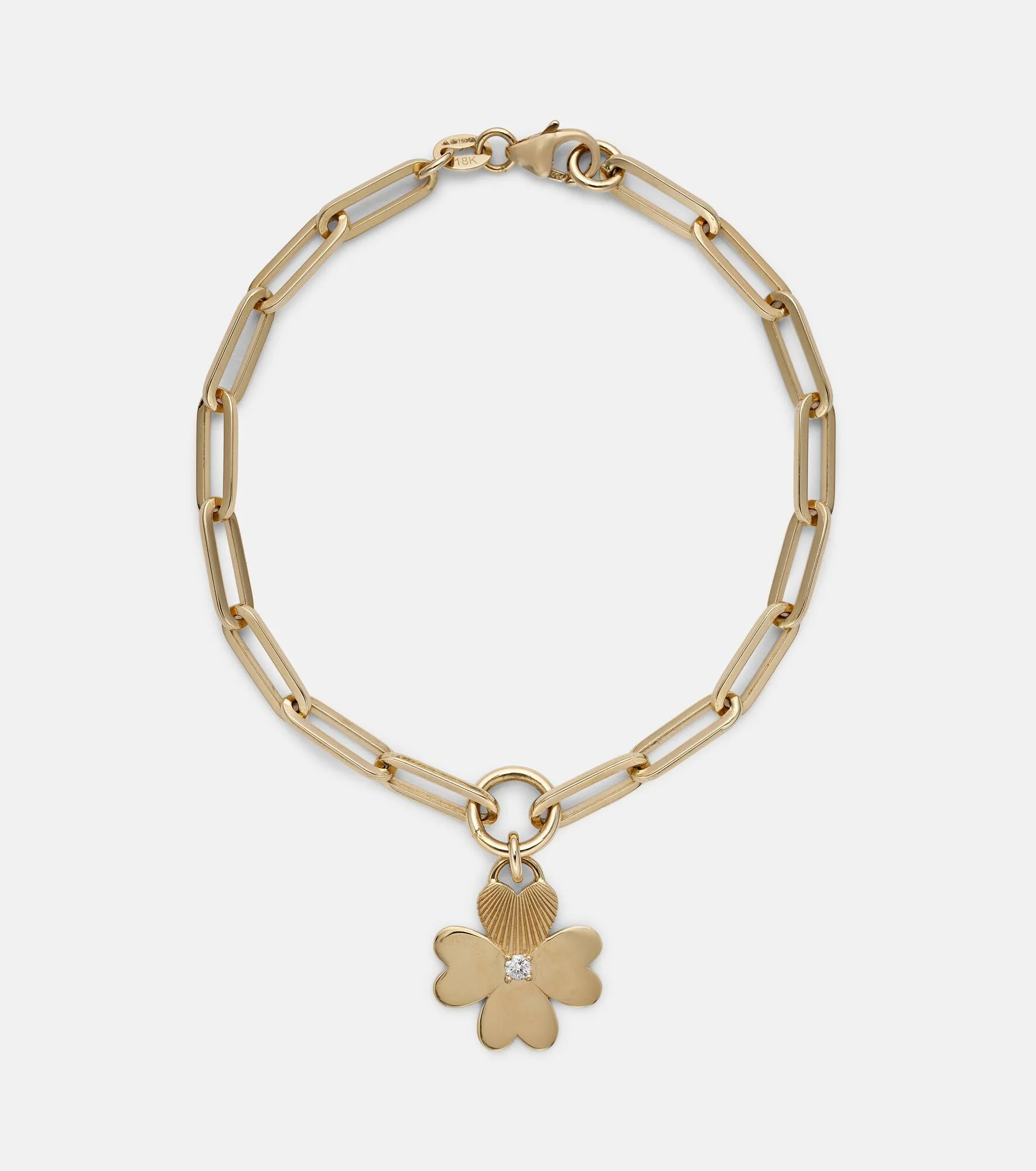 Four Heart Clover 18kt gold chain bracelet with diamonds - 1