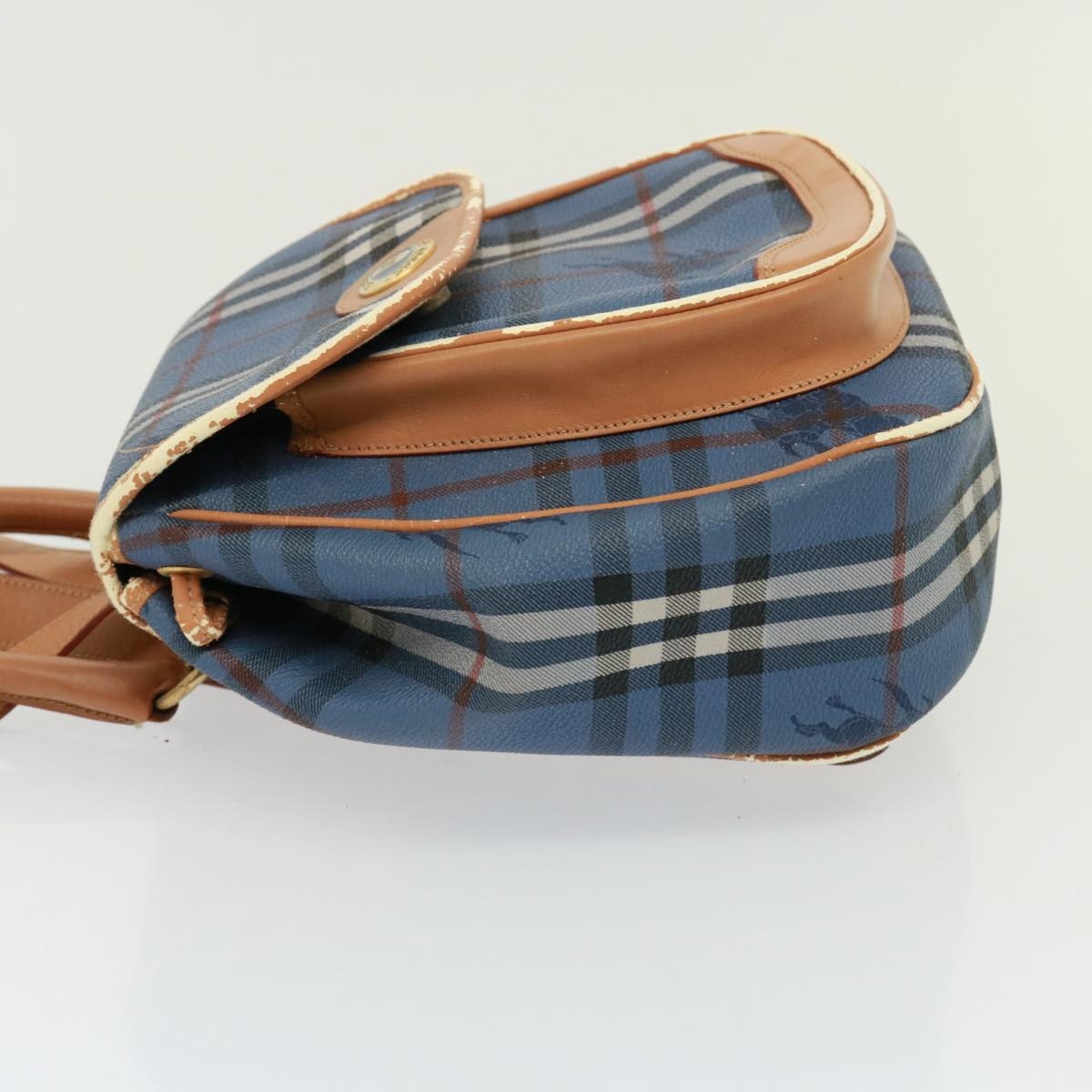 Burberry Nova Check Shoulder Bag Pvc Leather Blue - 4