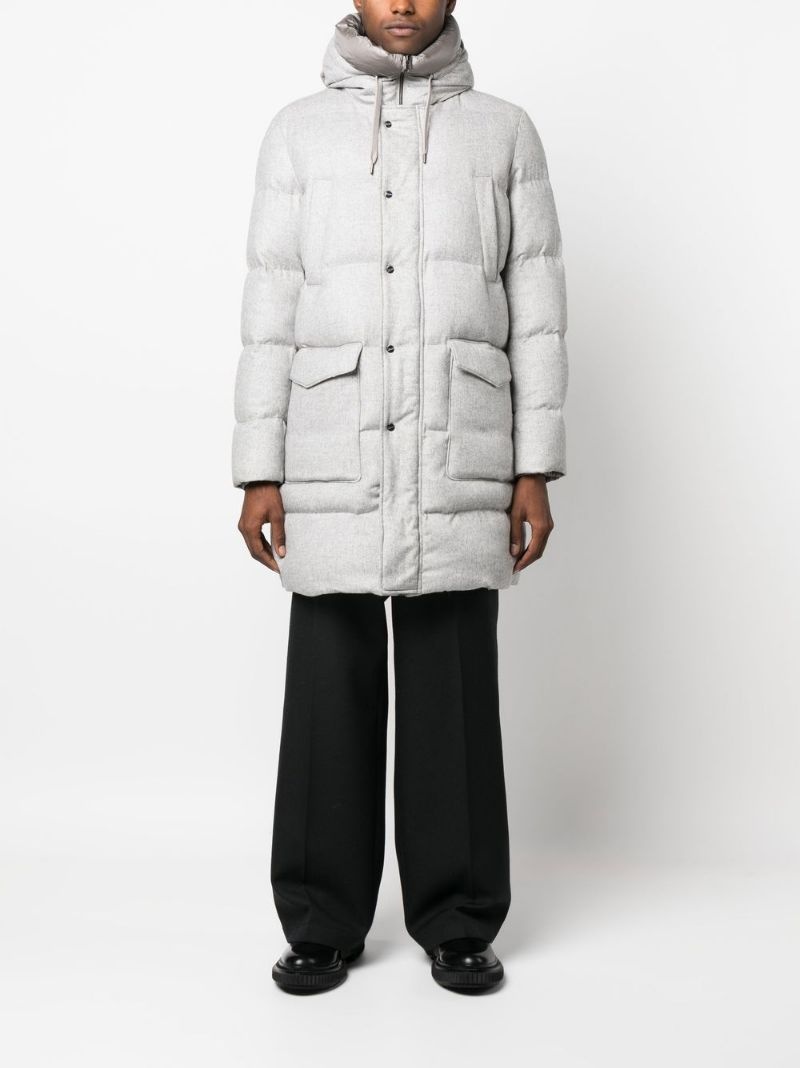 contrast-trim padded coat - 2