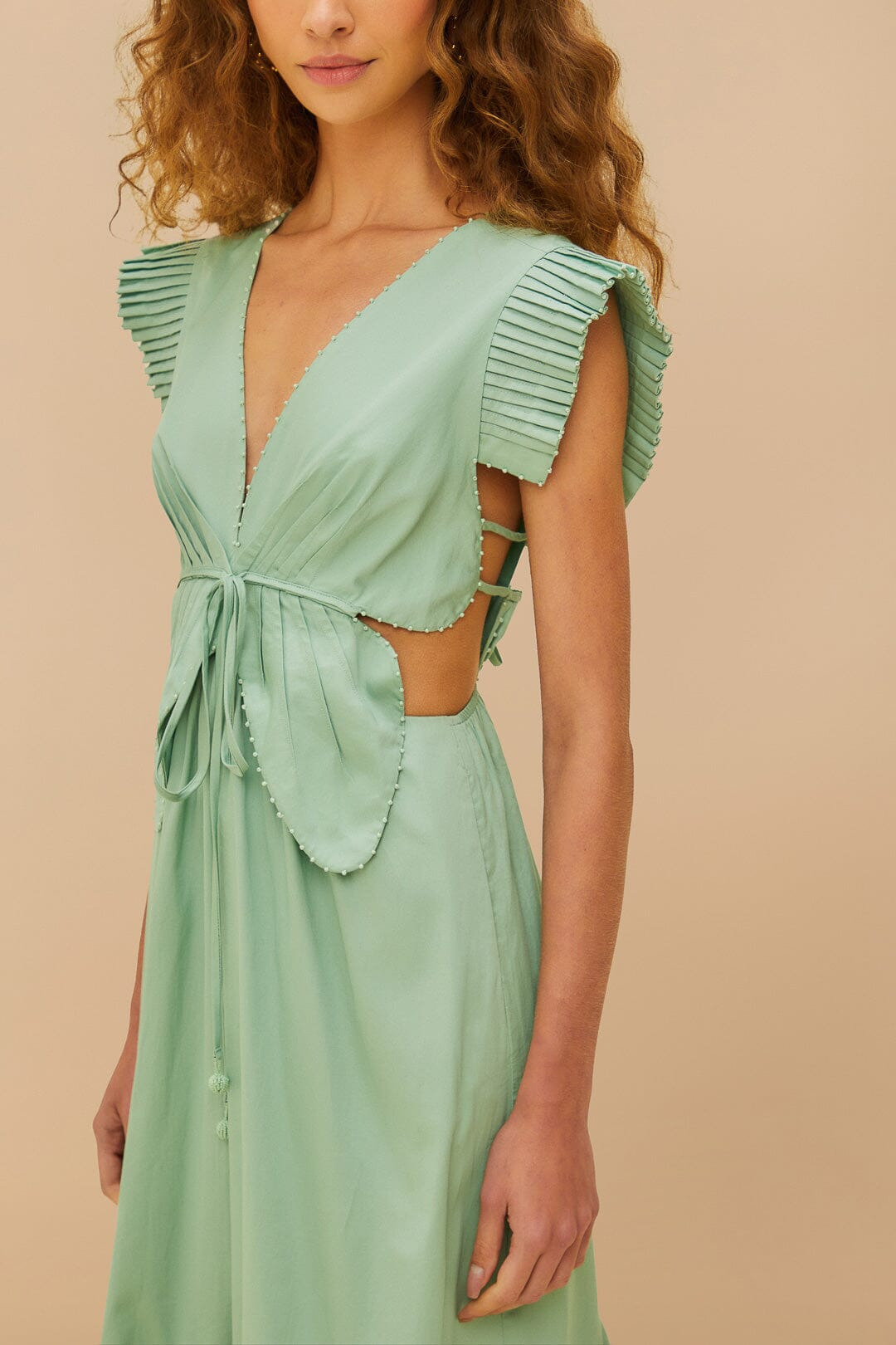 Light Green Butterfly Cut-Out Midi Dress - 3