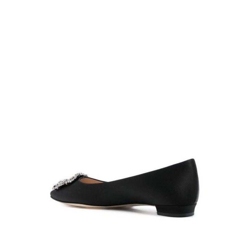 Manolo Blahnik Hangsi Lanza ballet shoes in black satin outlook