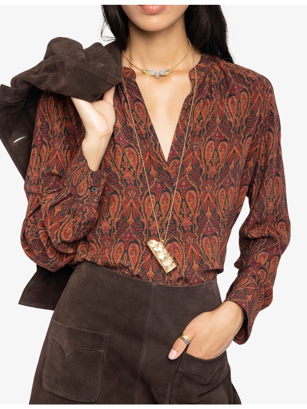 Tink Paisley-Print Long-Sleeved Satin Blouse - 5