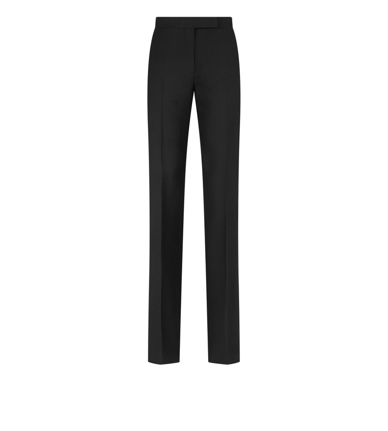 WOOL SILK BLEND TAILORED TUXEDO STRAIGHT PANTS 1