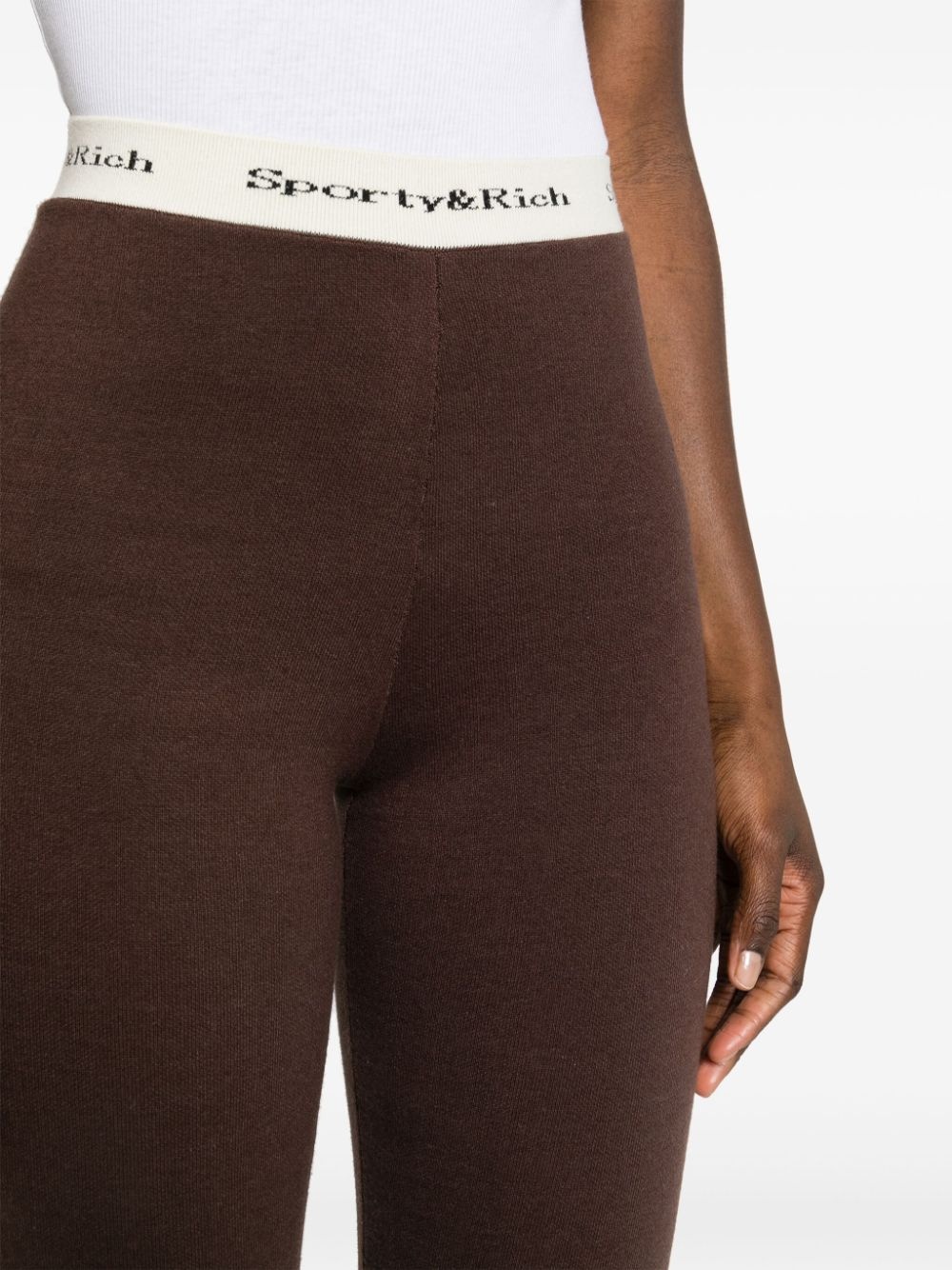 logo-waistband knitted leggings - 5