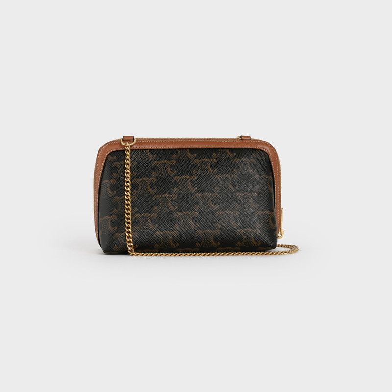 Clutch with Chain in Triomphe canvas and Lambskin 3