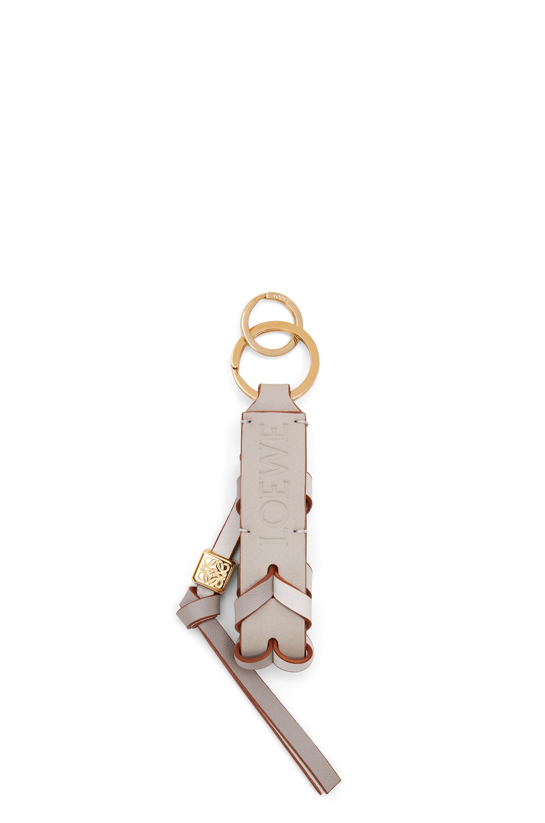 Braided strap keyring in calfskin and brass - 2