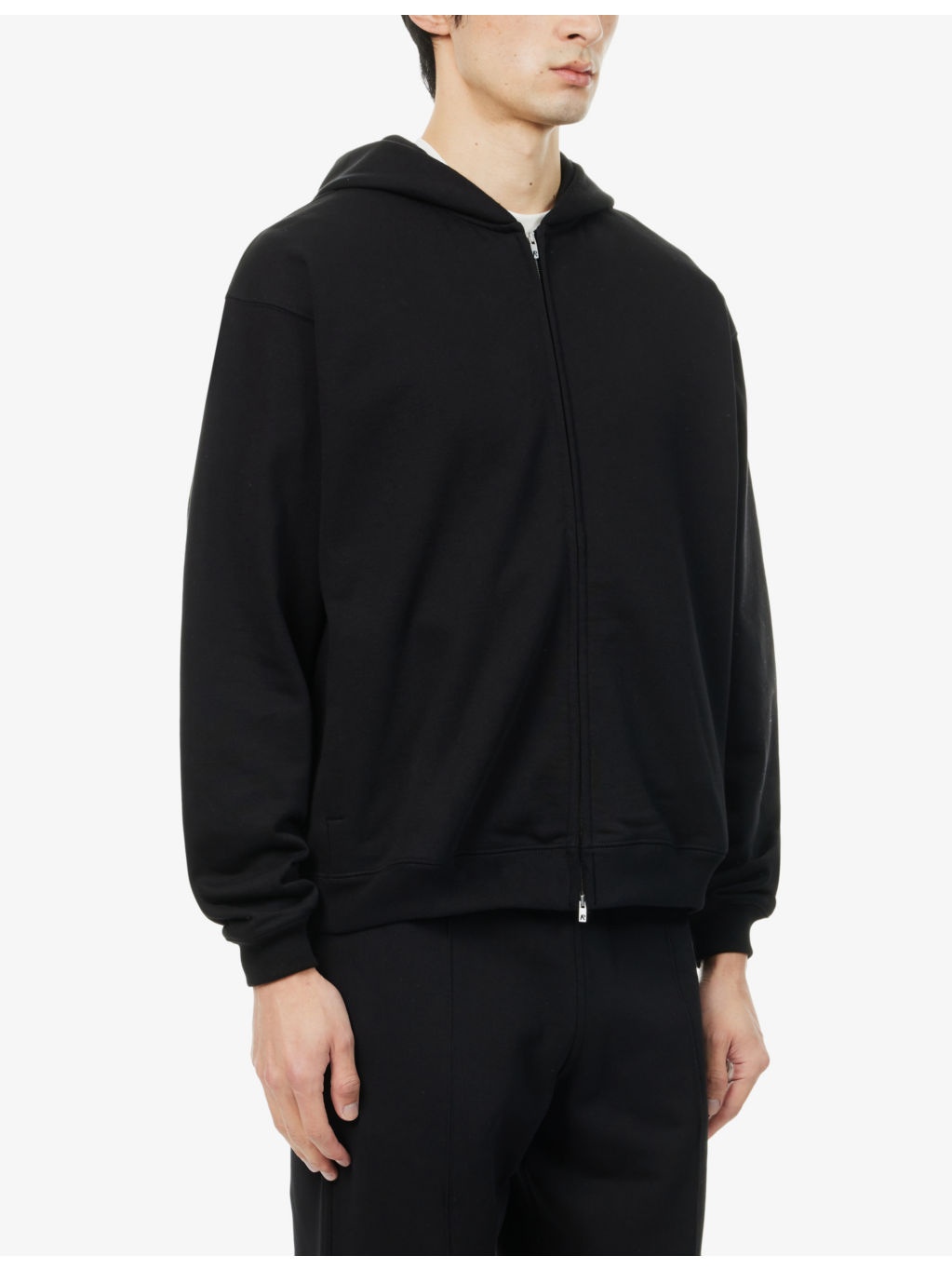 Initial two-slip-pockets relaxed-fit cotton-jersey hoody - 3