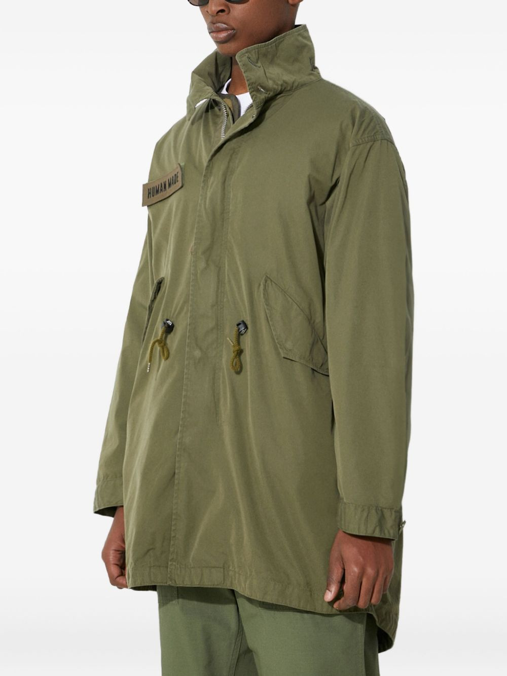 logo-patch drawstring parka - 3