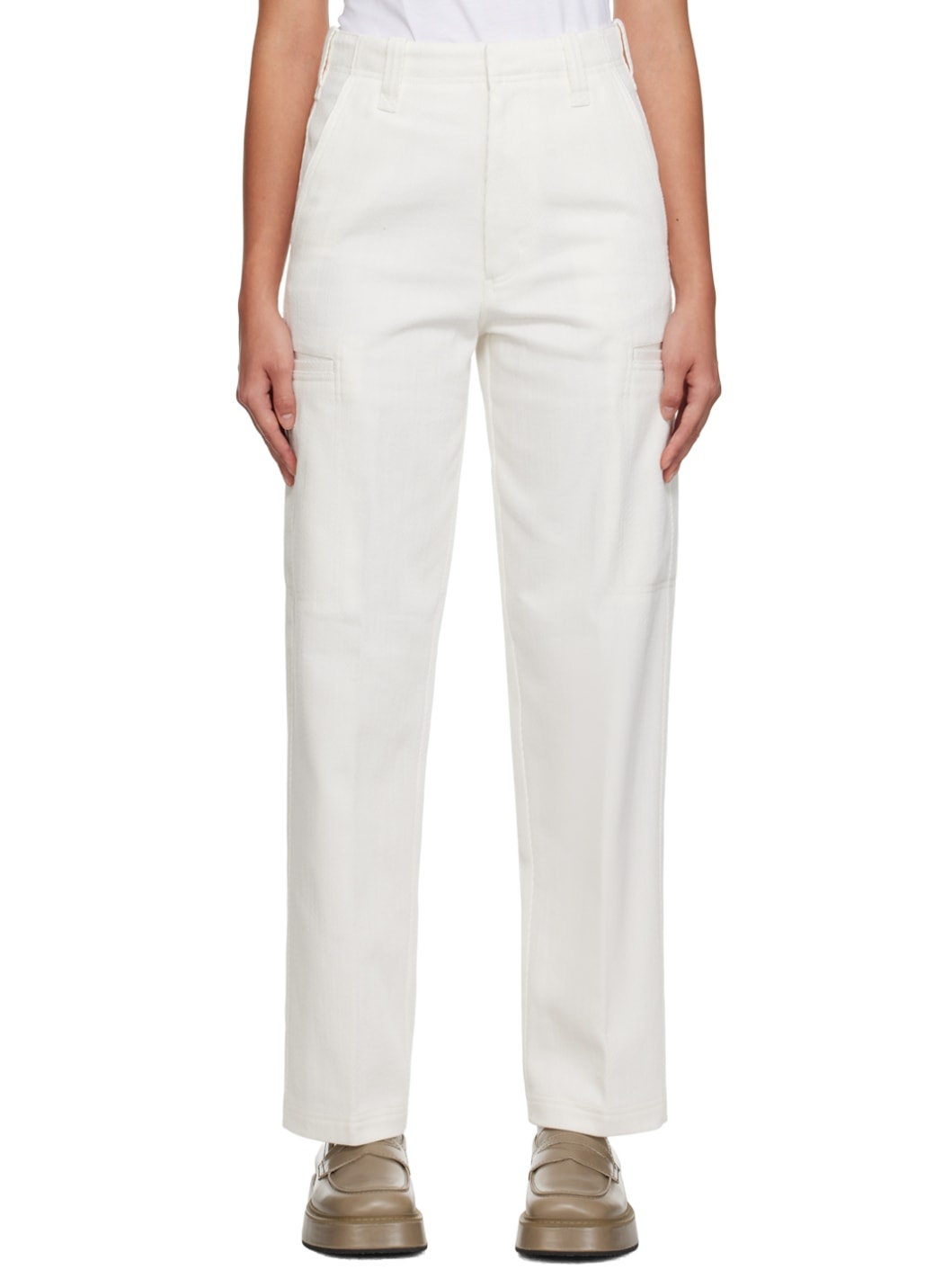 White Welt Pocket Trousers - 1