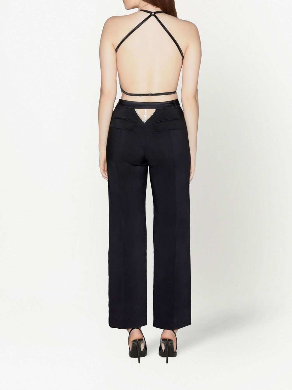 crystal-embellished open back top - 4