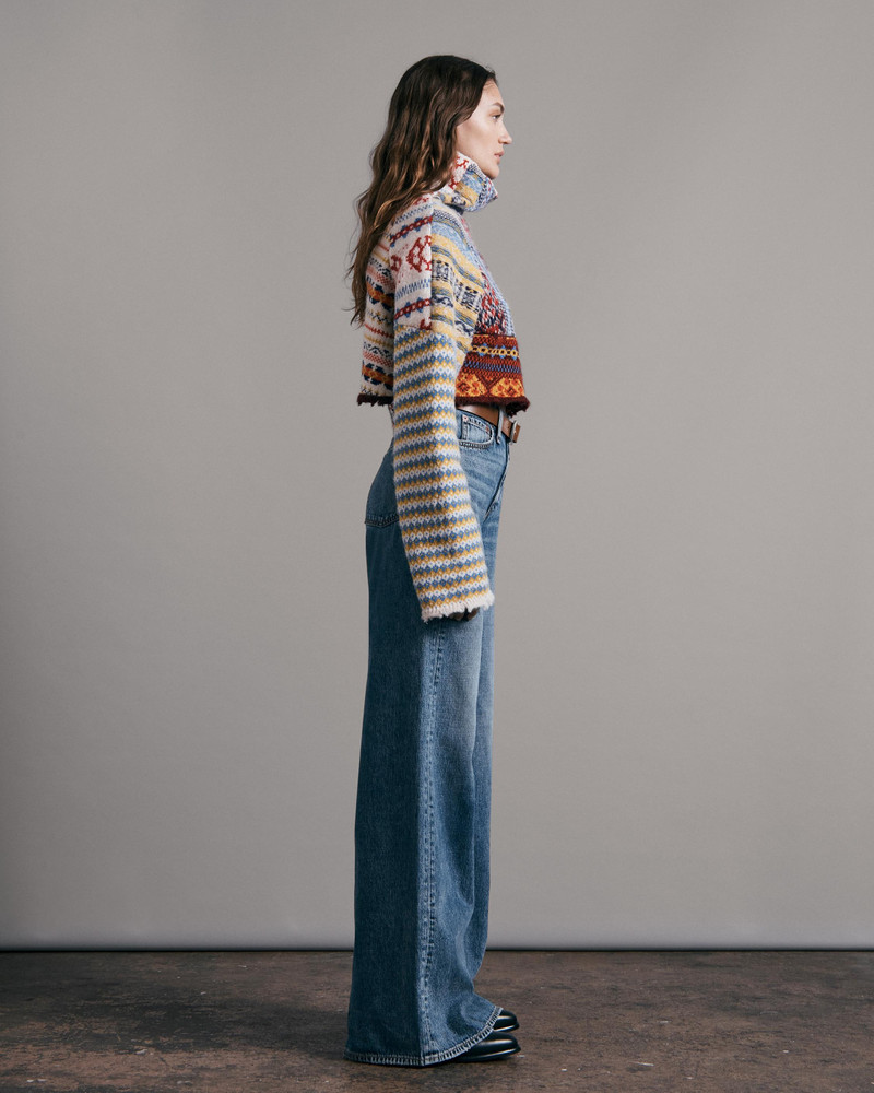 Hollis Wool Fair Isle Turtleneck Cropped Fit Sweater 4