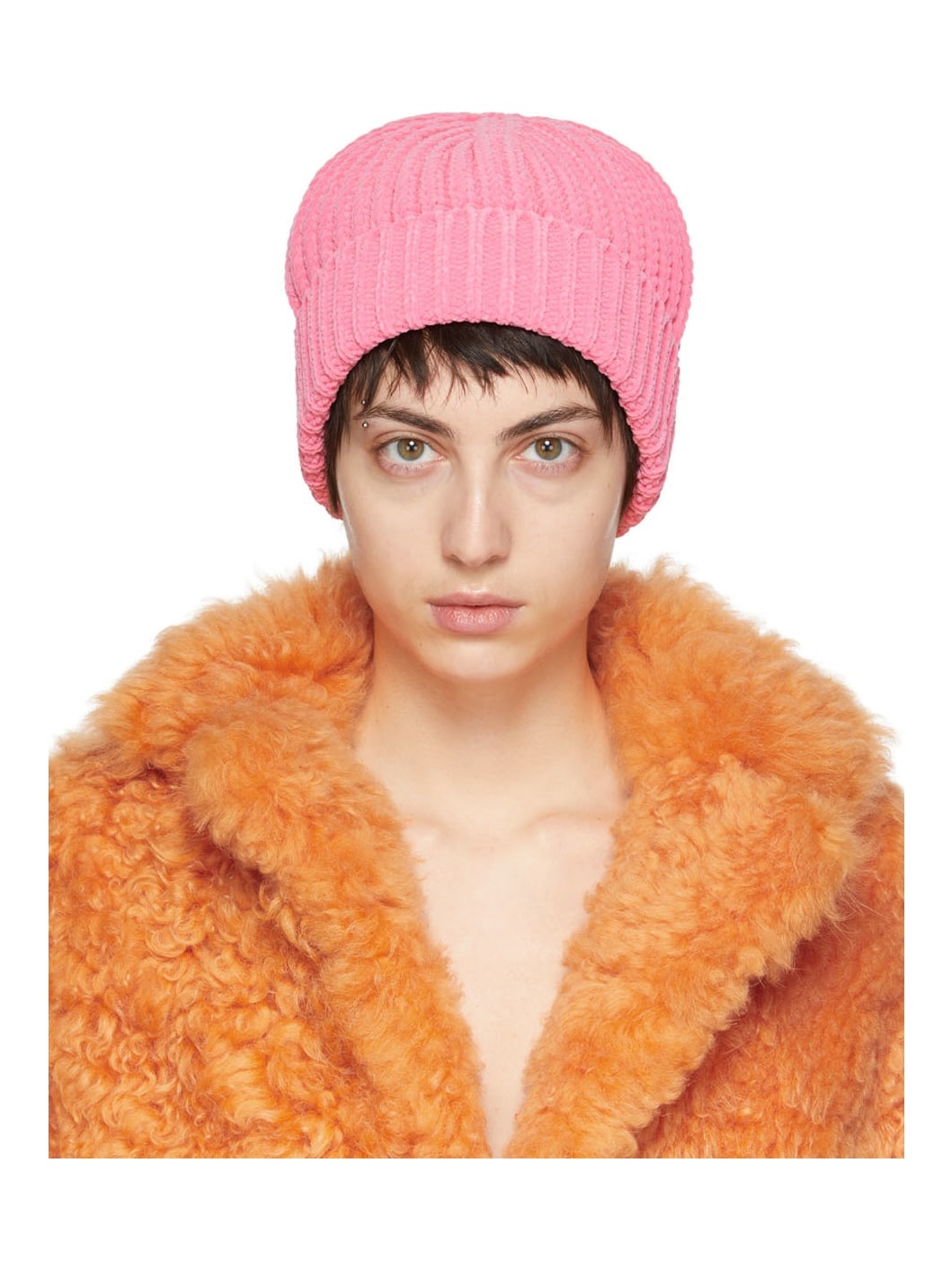 Pink Heavyweight Chenille Beanie - 1