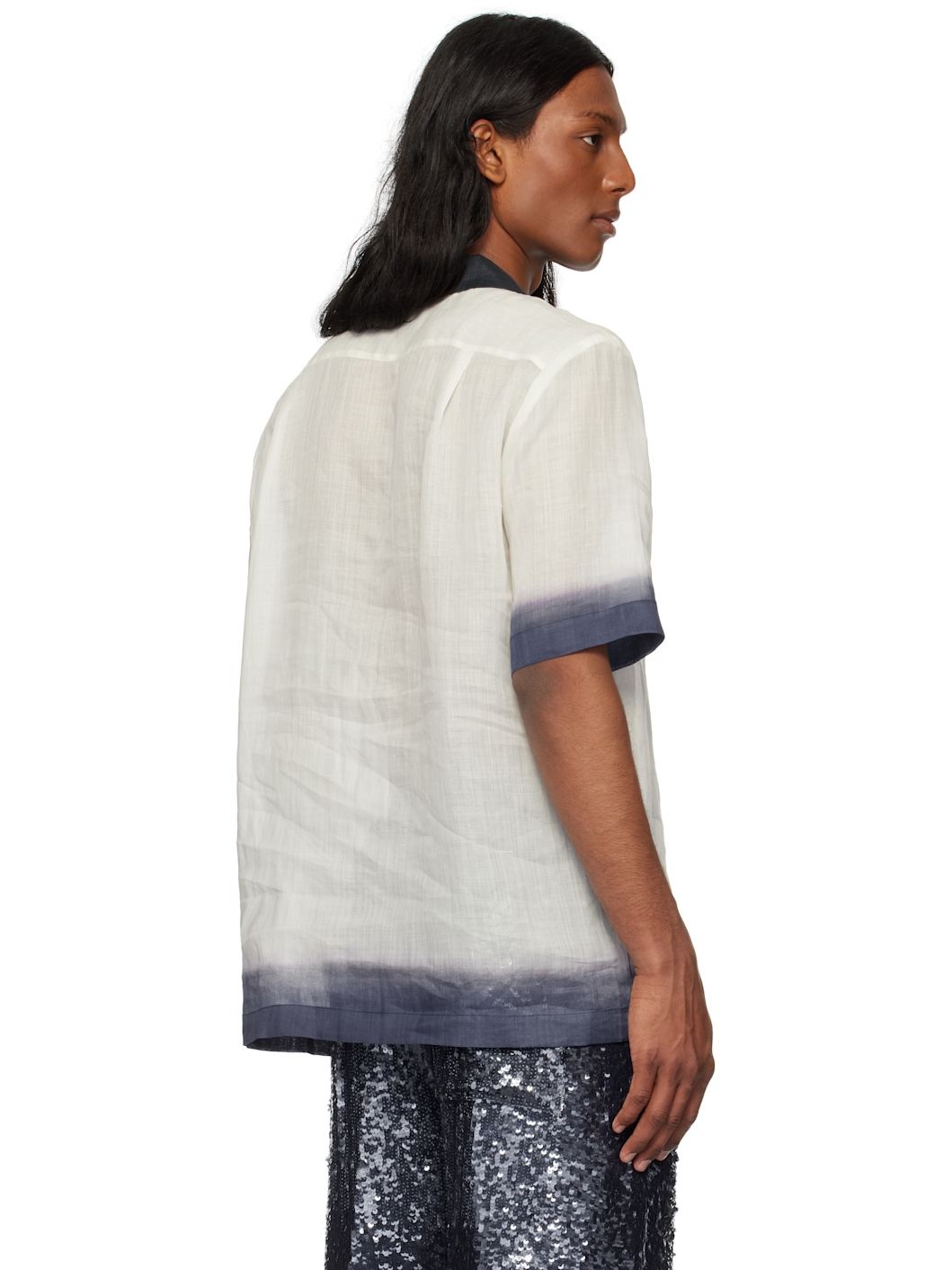 Off-White & Navy Embroidered Shirt - 3