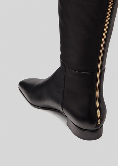 VERSACE Safety Pin Flat Leather Boots outlook