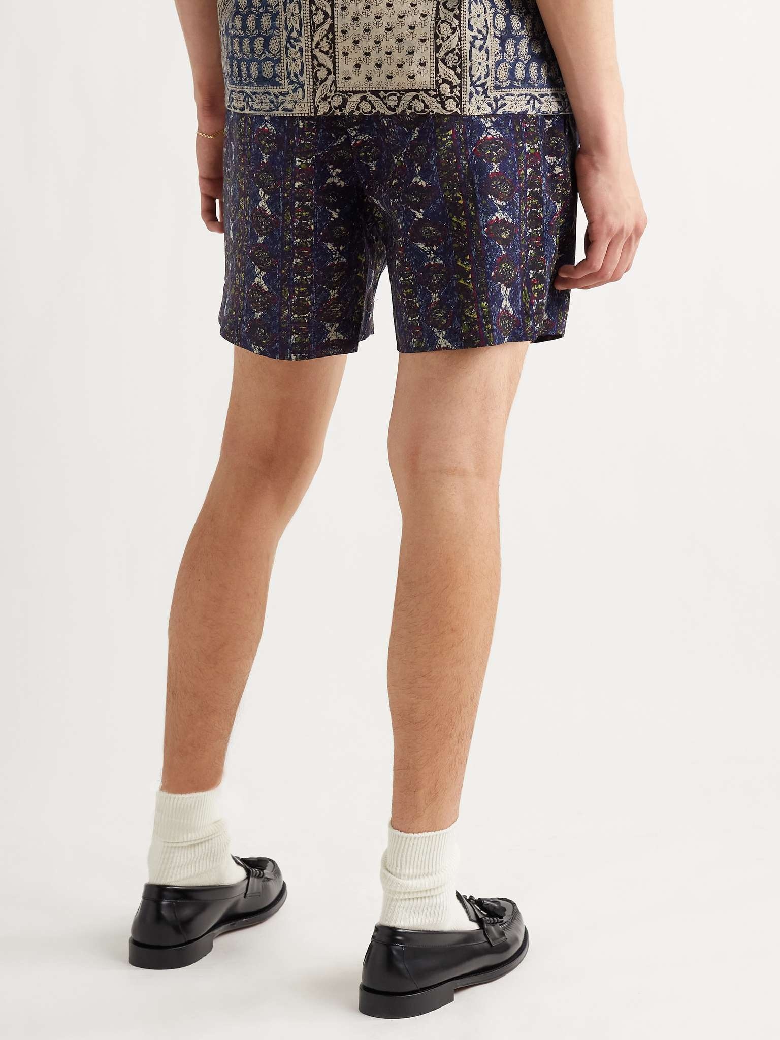 Pleated Printed Twill Shorts - 4