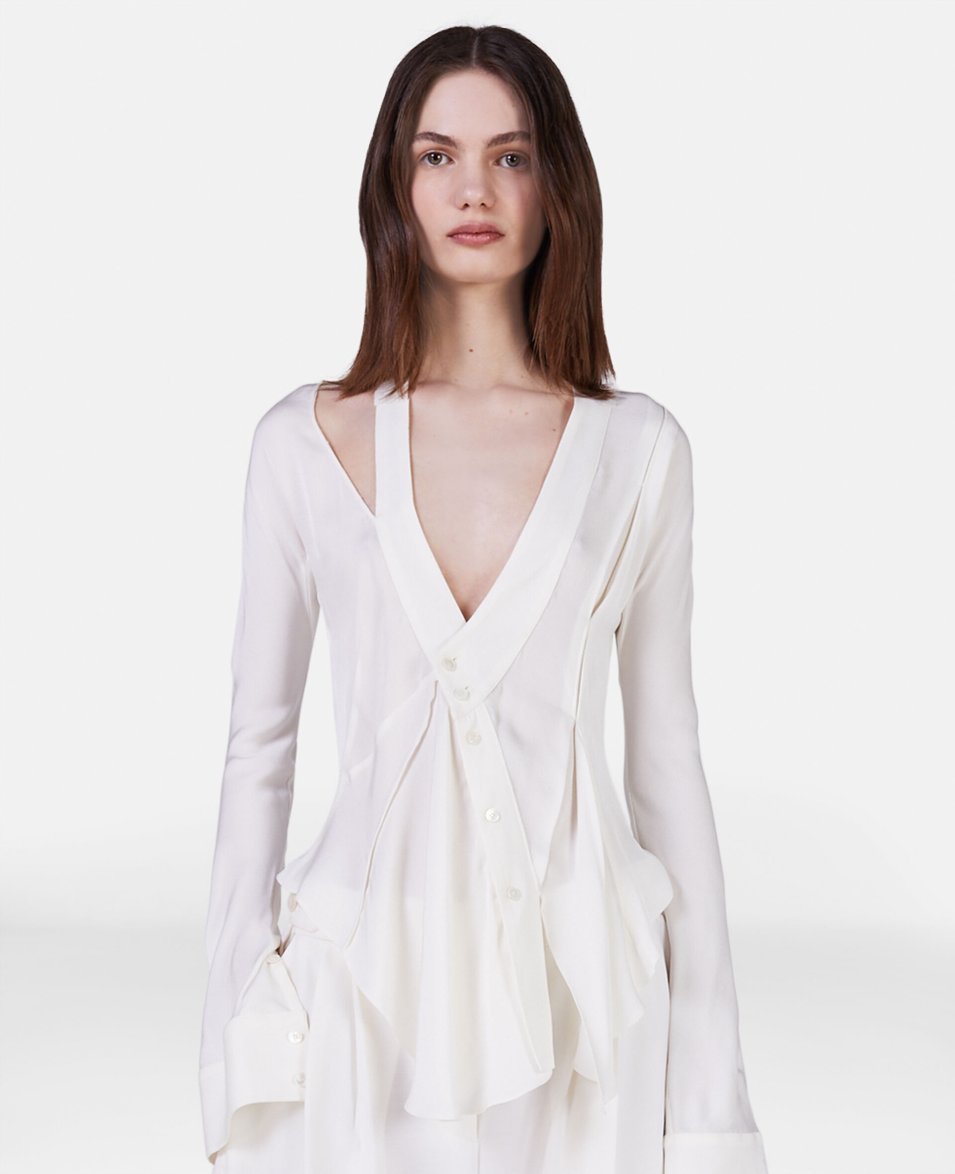 Asymmetric Seam Cut-Out Shirt - 4