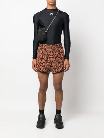 Marine Serre graphic-print cotton track shorts outlook