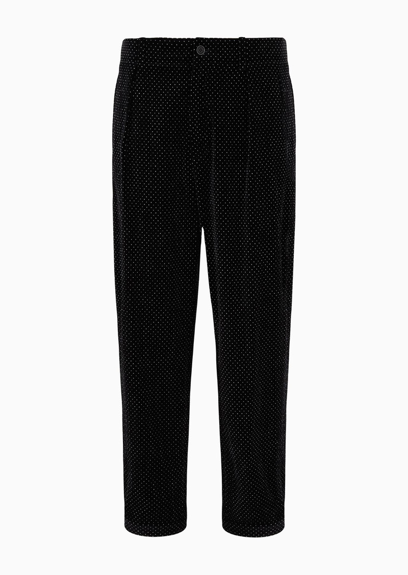 One-pleat trousers in seersucker velvet with a polka-dot motif 1