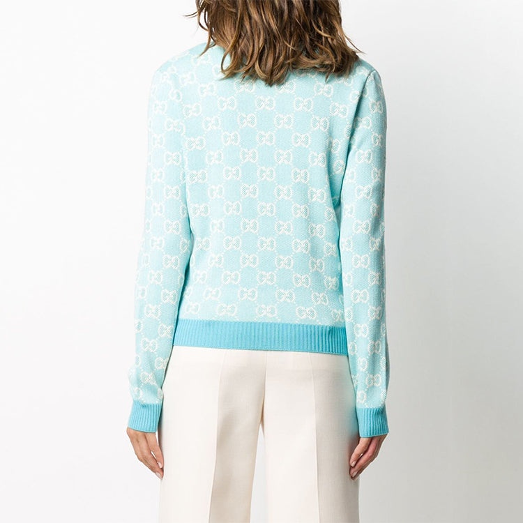 (WMNS) Gucci SS20 Wool-Blend Bead Cotton Cardigan For Blue 629452-XKBHQ-4692 - 3