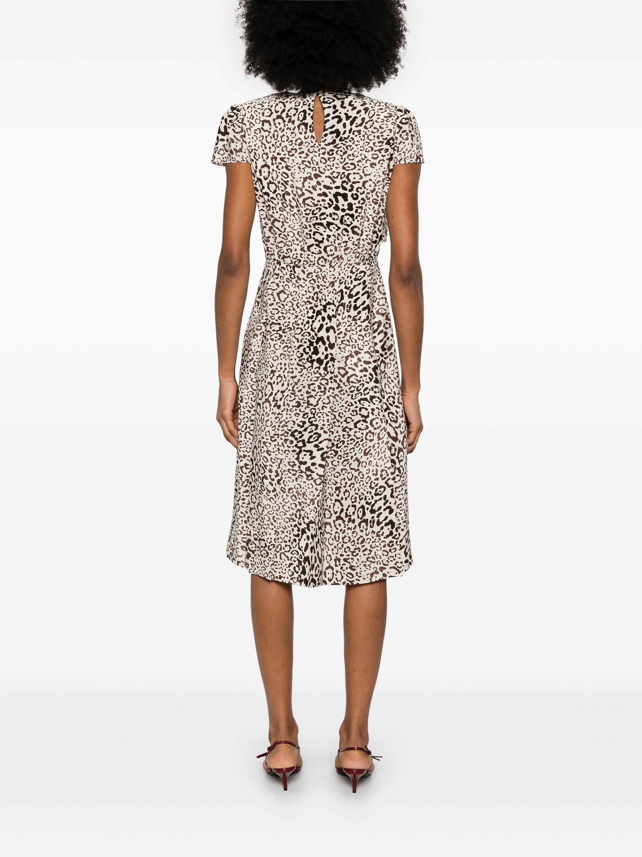 Leopard-print Pleated Midi Dress - 2
