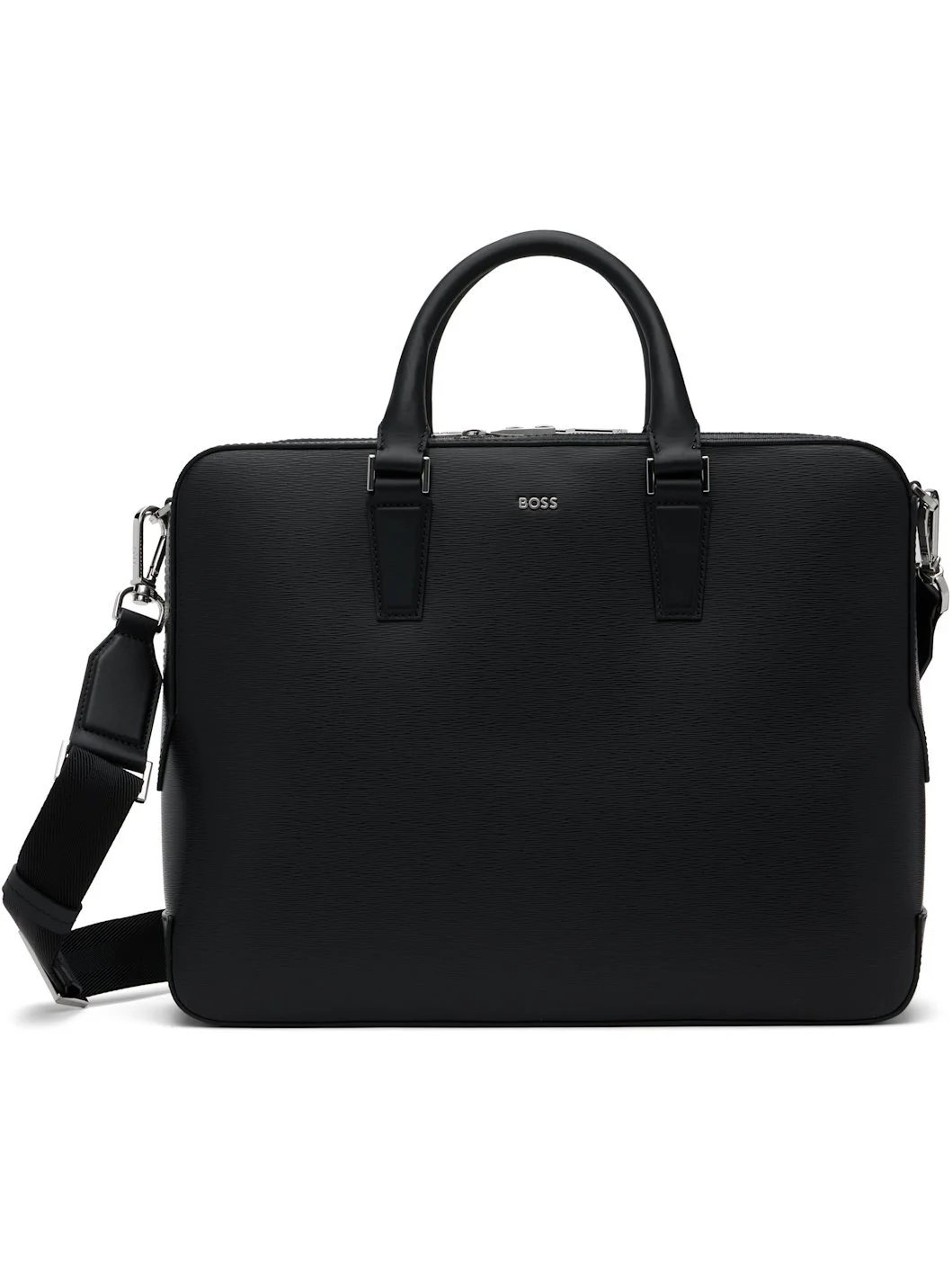 Black Structured Logo Briefcase - 1