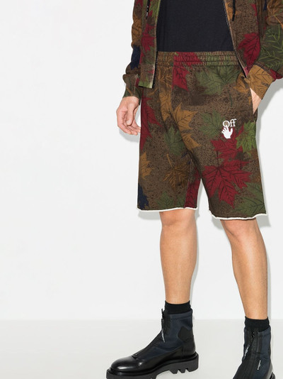 Off-White leaf-print cotton shorts outlook