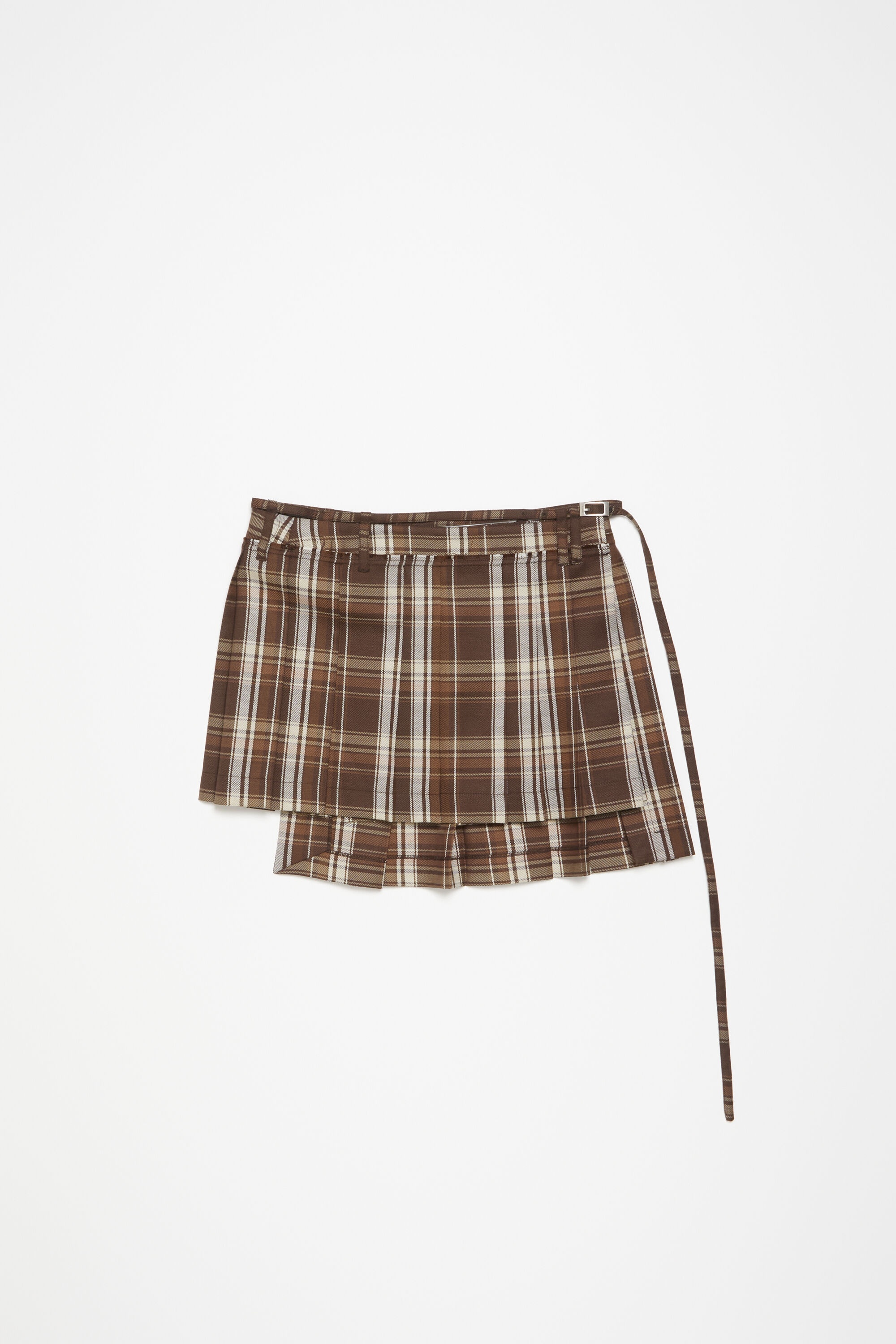 Asymmetric pleated skirt - Brown/beige - 7