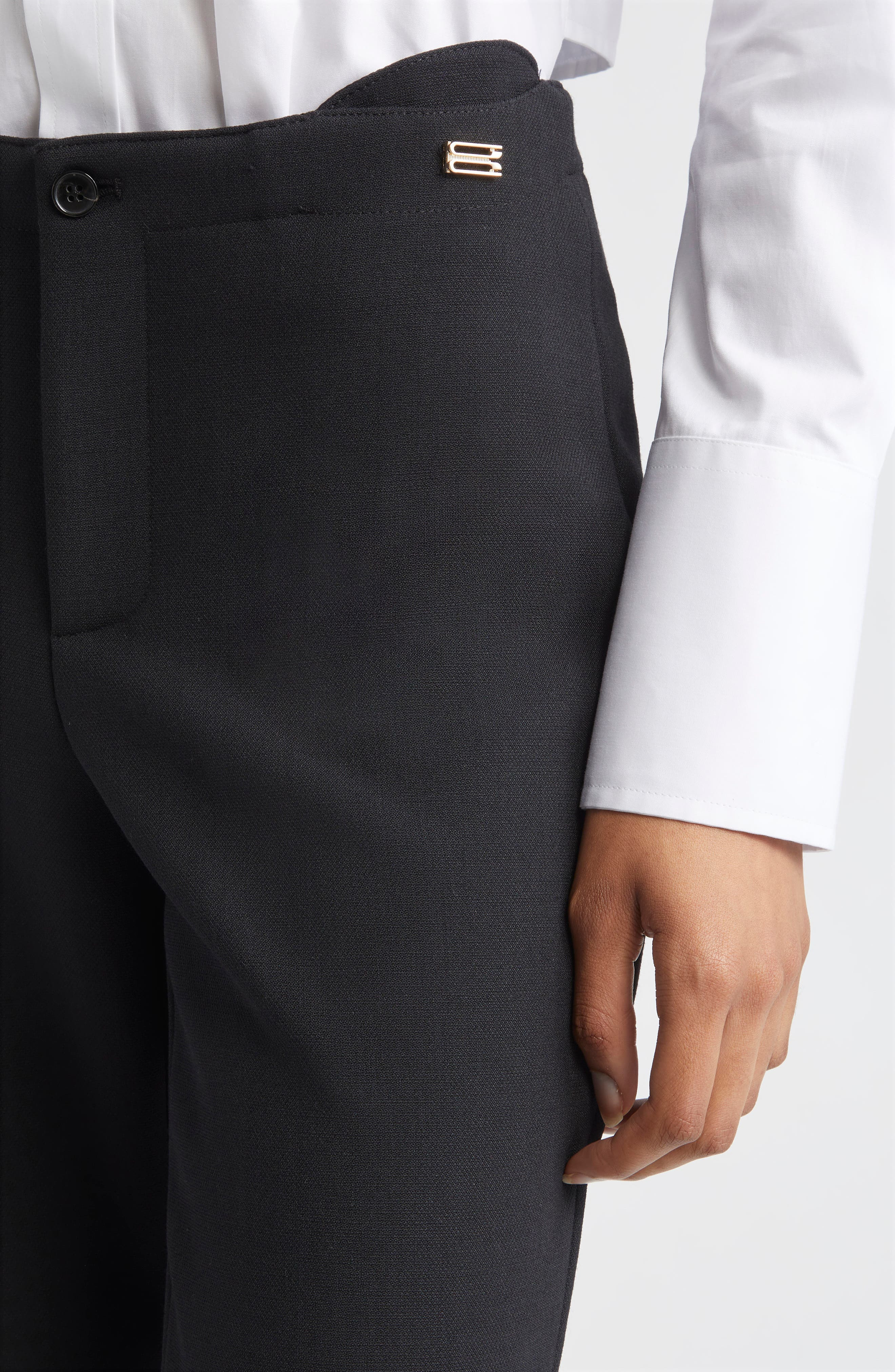 Victoria Beckham Tab Detail Double Crepe Crop Pants in Black at Nordstrom - 5