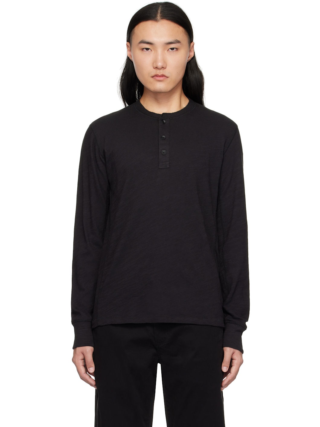 Black Classic Flame Henley - 1