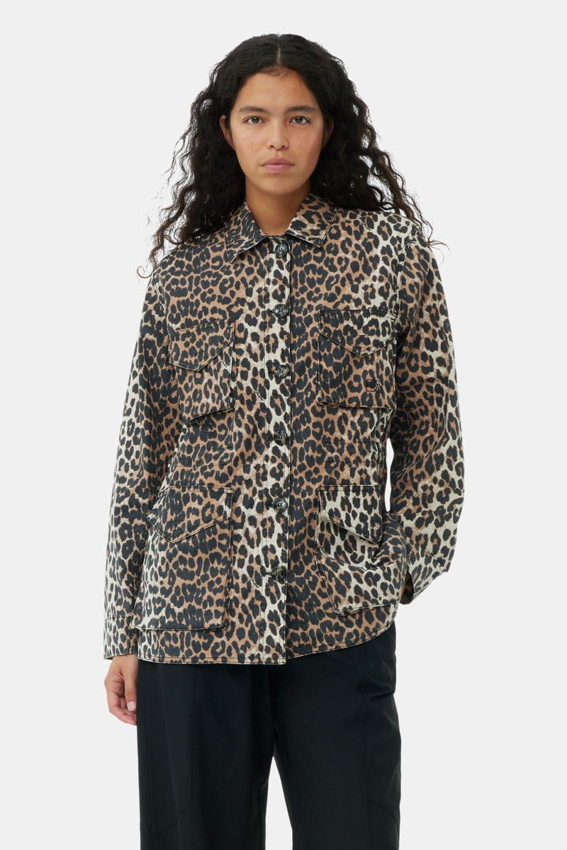 GANNI LEOPARD COTTON CANVAS JACKET outlook