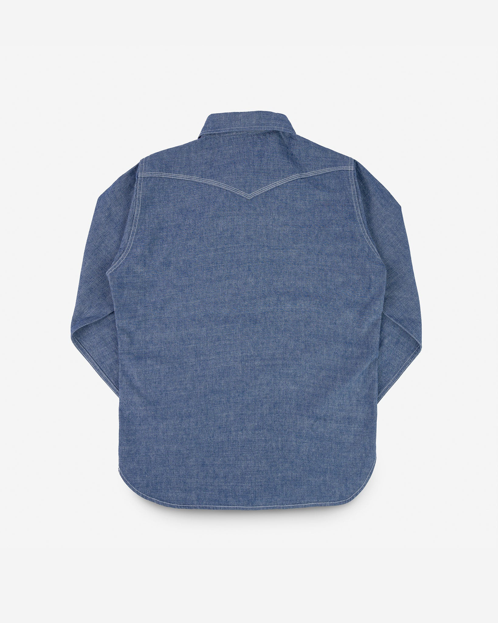 IHSH-13-BLU 10oz Selvedge Chambray Single Yoke Western Shirt - Blue - 12