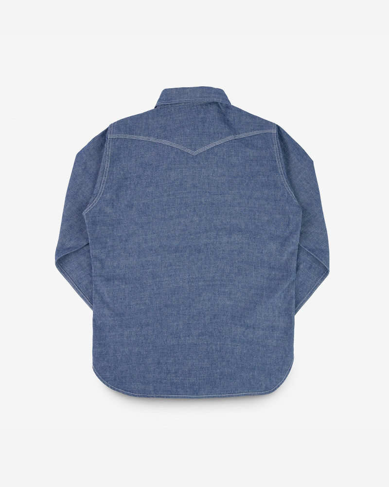 IHSH-13-BLU 10OZ SELVEDGE CHAMBRAY SINGLE YOKE WESTERN SHIRT - BLUE 12