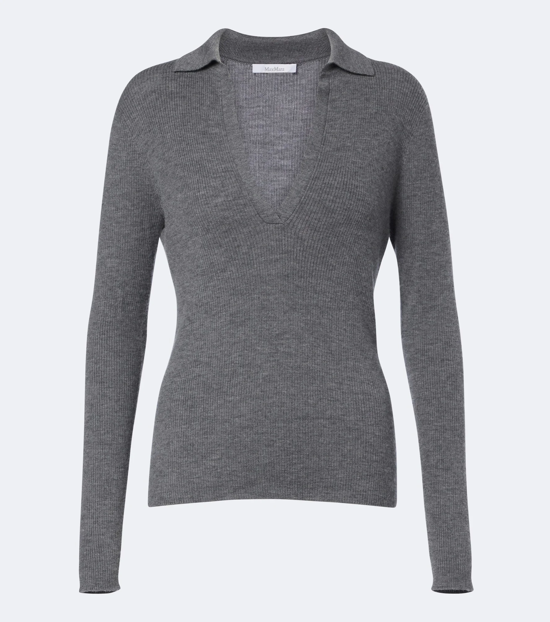 Ribbed-knit cashmere polo sweater - 1