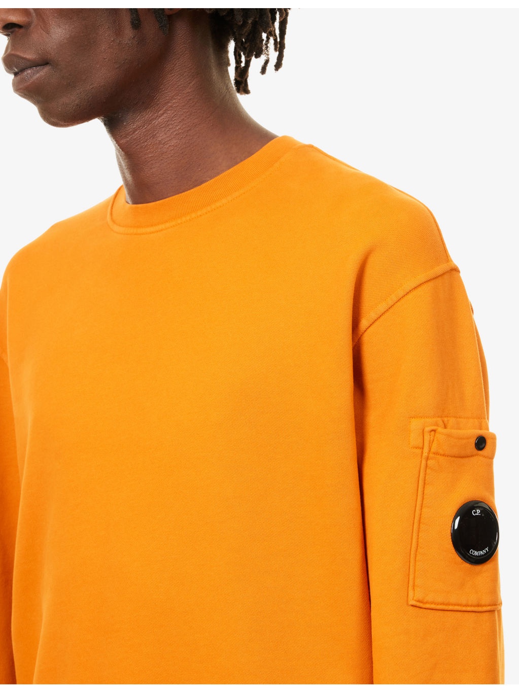 Branded-Lens Patch Crewneck Cotton Sweater - 5