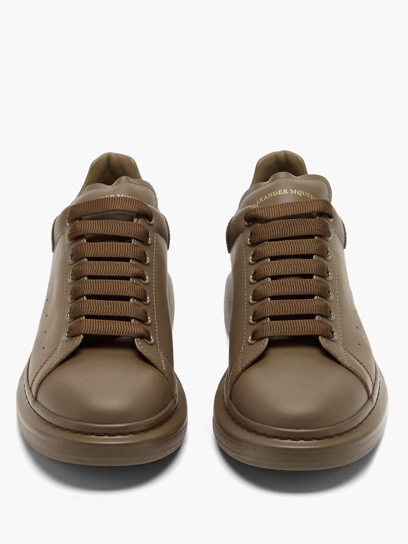 Raised-sole low-top leather trainers - 5