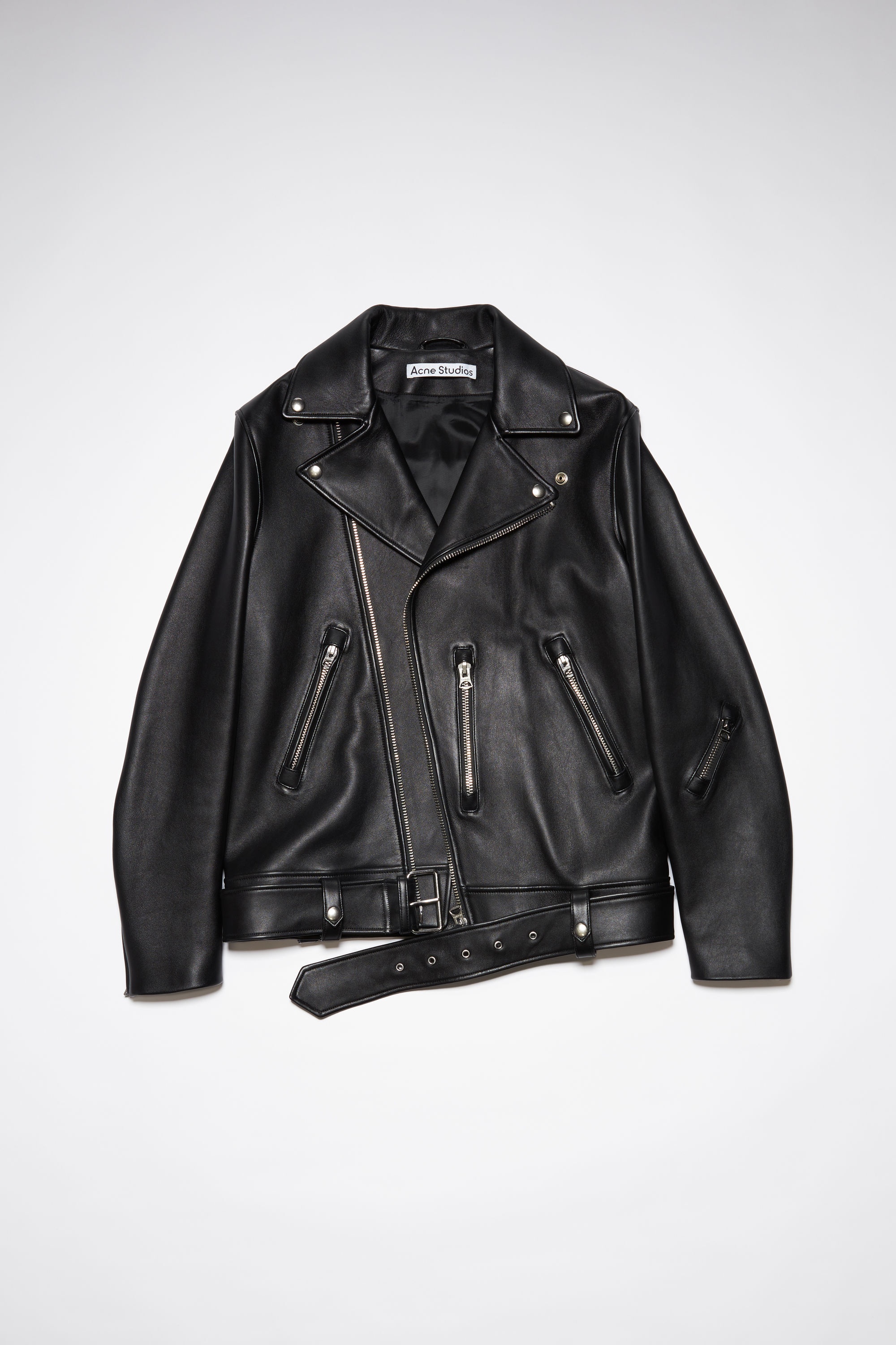 Leather biker jacket - Black - 7