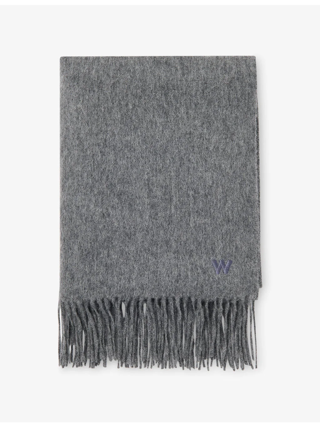 Fringed Wool Blanket Scarf - 1